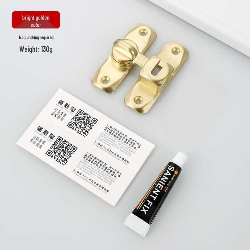 Thickened Zinc Alloy No-Drill 90° Door Latch & Sliding Bolt Lock