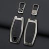 Zinc Alloy + Leather Car Key Case Cover Shell Fob For Mitsubishi Outlander 2022 2023 2024 2025 Control Car Interior Accessories