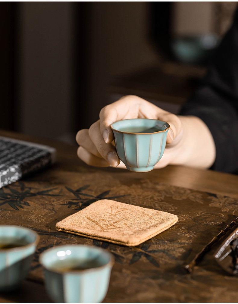 Ru Kiln Celadon Ceramic Tea Cup - Handmade Gongfu Single Master Cup
