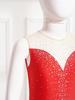 Vestito da Pattinaggio Artistico da Bambina con Strass Scintillanti, Schiena con Foro Chiave, Senza Maniche, Completo per Esibizioni sul Palco con Guanti