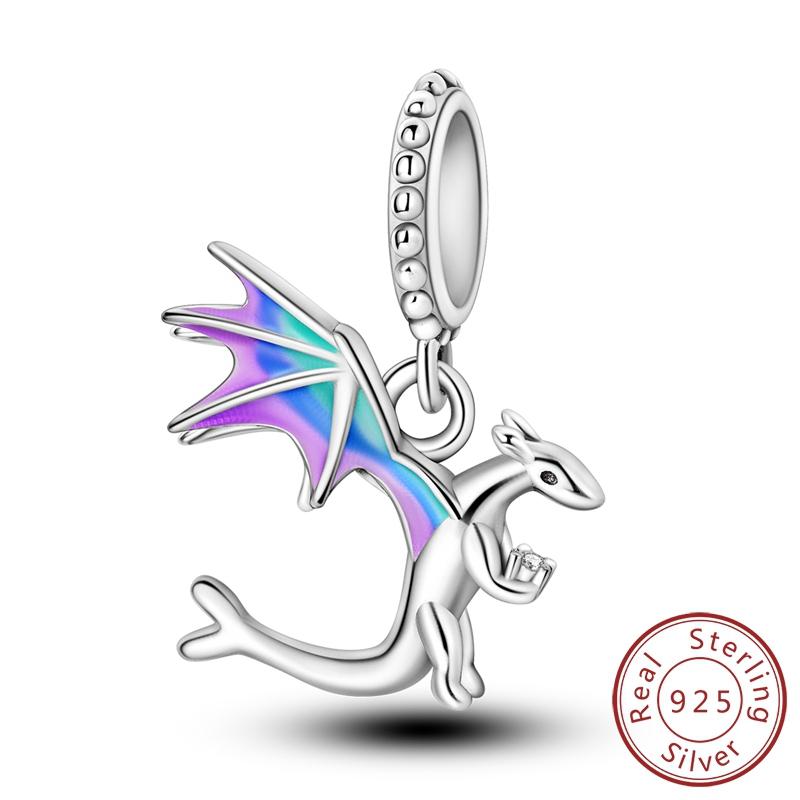 Copper Charms Beads Cute Fire Dragon Shaped Chameleon Charms Fit Original Pendants Bracelet Diy Women Jewelry Gift