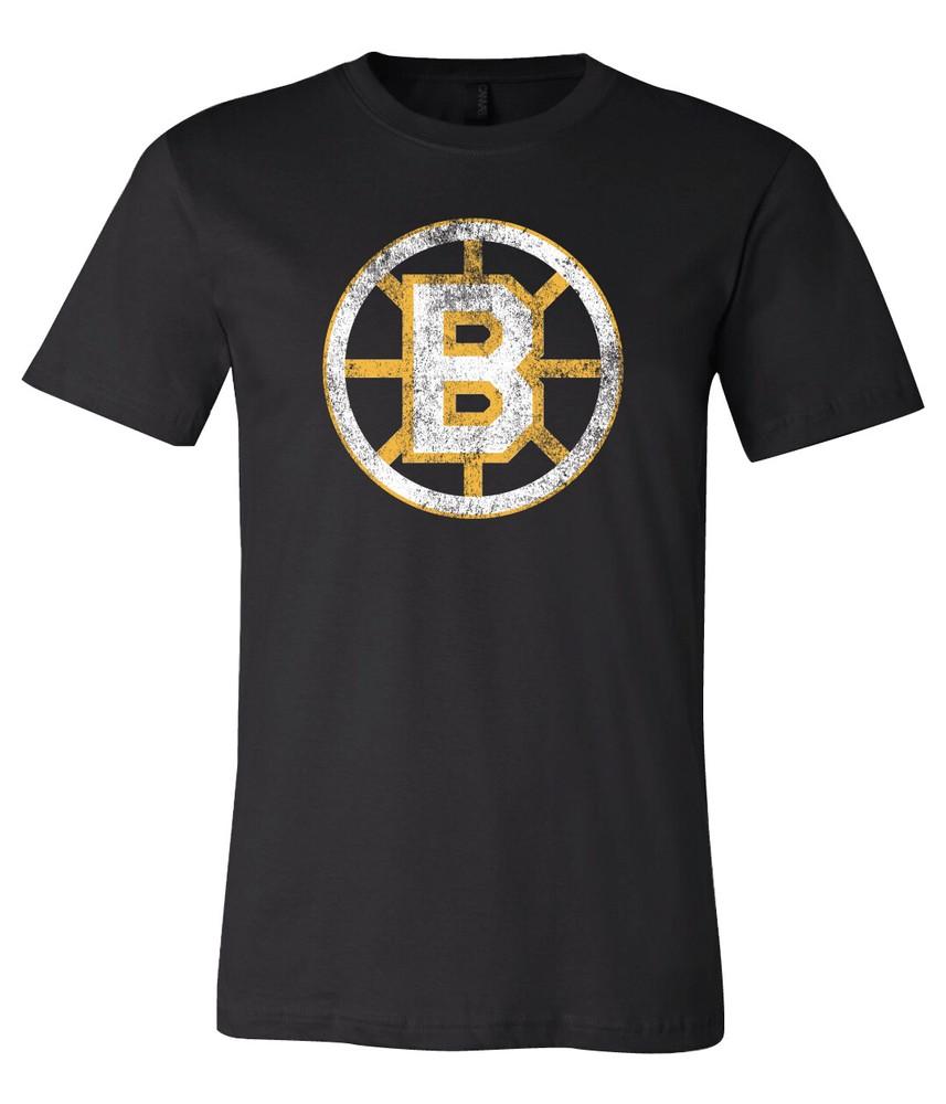 Футболка с потертым логотипом Boston Bruins S-6XL Отслеживание!! Футболка Unisex L