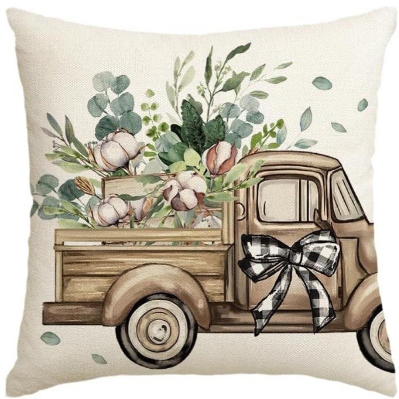 Easter Holiday Decoration Linen Pillowcase, Jit Car Sofa Lumbar Pillow Cushion