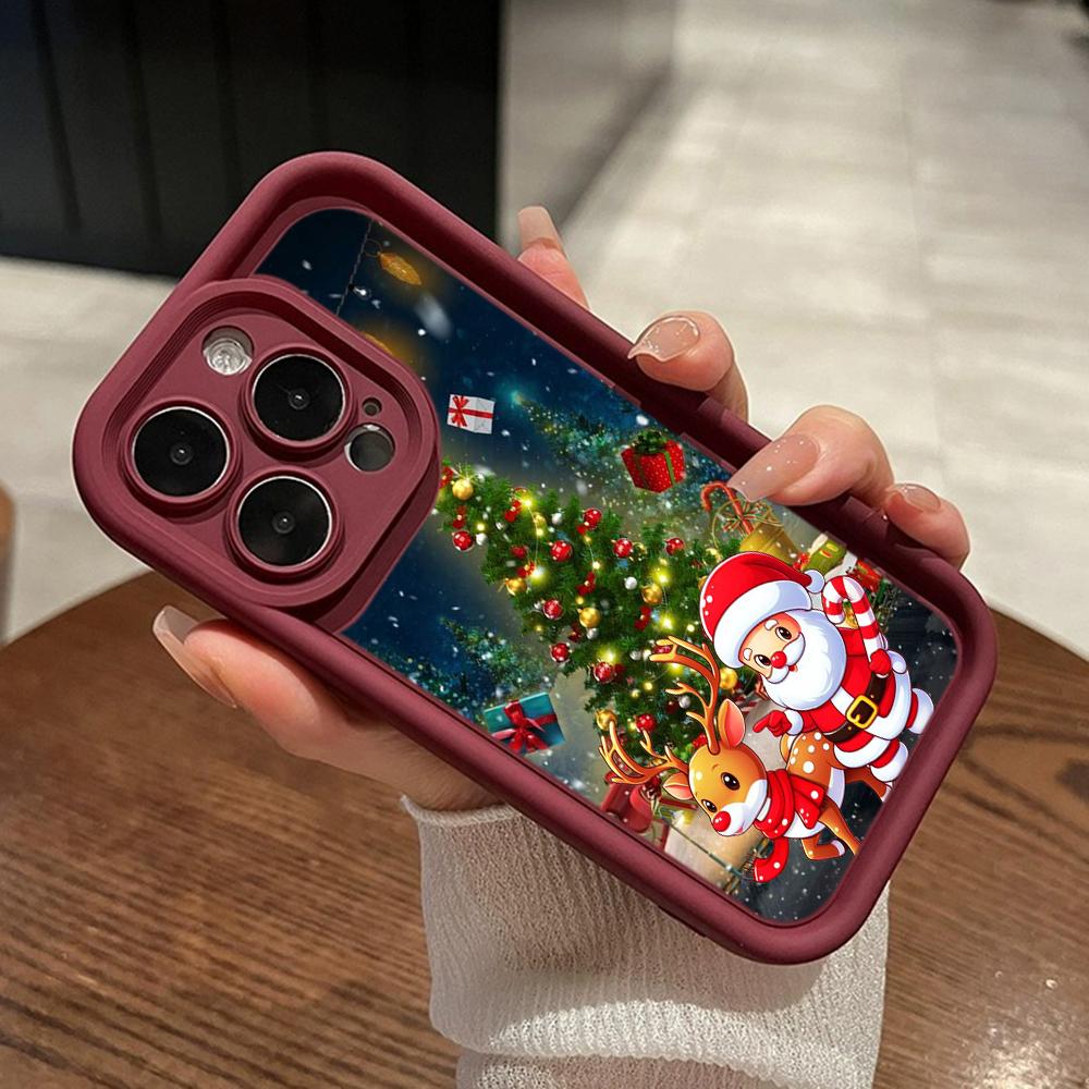 Ae121 Merry Christmas Santa design art Phone Cases for iPhone 16 14 13 11 Pro Max 15 7 8 6 Plus 12 mini XR XS Max SE Angel Eye Ladder Protective Cover