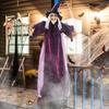 Nicro Hot Selling Latex Witch Ghost with Hat Hanging Pendant Haunted House Horror Glowing Long Hair Halloween Decorations