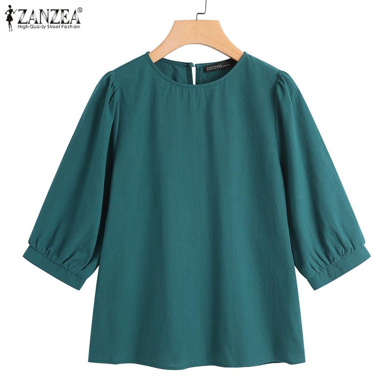 

ZANZEA Летняя повседневная женская футболка с круглым вырезом и рукавом 3/4