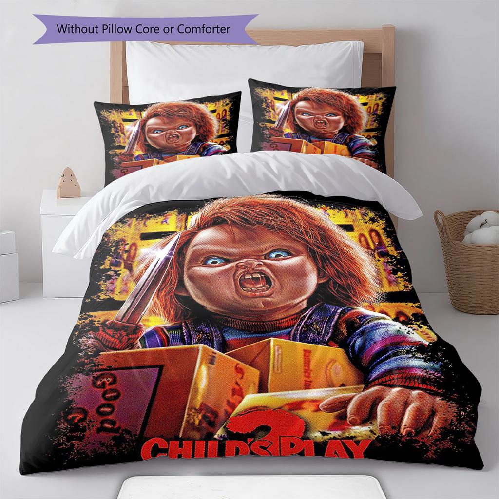 Chucky Pattern Bedding,Quilt Set Quilt Cover Pillowcase Home Birthday Gift (1 * Duvet Cover + 2 * Pillowcase, Without Core)