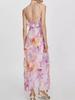 Ladies' Summer Camisole Dress Women Irregular Tassel Print Dress Casual Fashionable Long Skirt