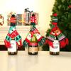 Charming Red Wine Bottle Cover Bags With Santa Claus And Snowman For Holiday Cheer