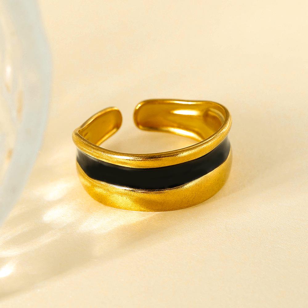 Anello in Acciaio Inossidabile con Gocce Irregolari Floreali Francesi - Design Lussuoso e Resistente ai Colori per Donne