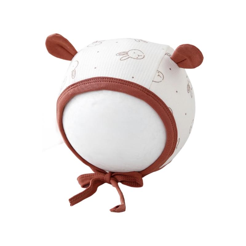 Breathable Infant Fetal Cap Breathable Cotton Polyester Bonnet For Newborns 0-5 Months Ear Covering Design