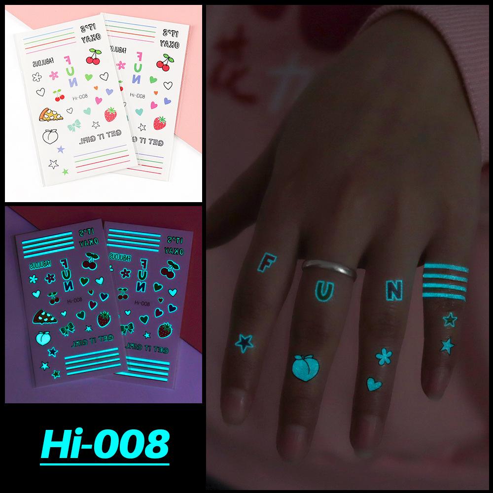 Electric Sound Festival Waterproof Blue Luminous Rainbow Tattoo Stickers