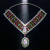 AB Colorful Rhinestone Exaggerated Jewelry Set Party Accessories Bridal Geometric Crystal Necklace Earrings Set for Women