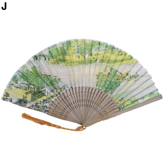 Skládací ventilátor Lehký přenosný ruční ventilátor Jemné zpracování Bambusový ventilátor se střapcem pro každodenní použití