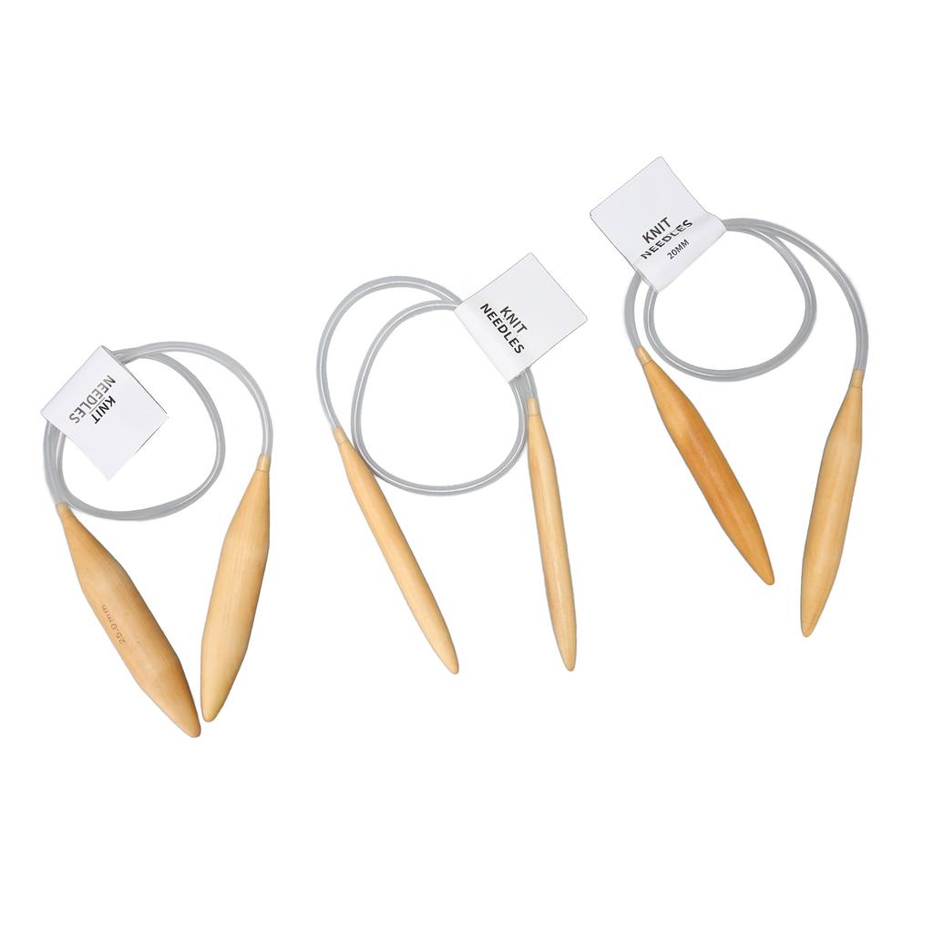 Dřevěné kruhové pletací jehlice 31,5 palce dlouhé, různé velikosti, sada silných bambusových kruhových jehlic, koberec