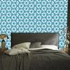 Wallpaper Geometric Pattern Turquoise and White for Living Room and Bedroom 50x1000