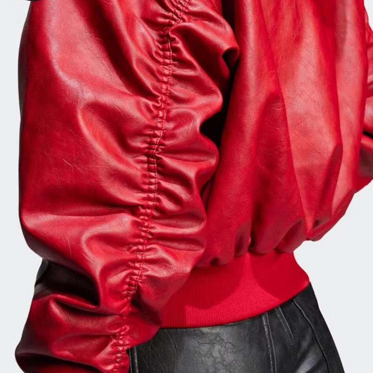 Adidas Originals Sports Lifestyle Series American Retro Brand Logo Striped Warm Hooded Jacket Women Jackets Light-Crimson JY8887