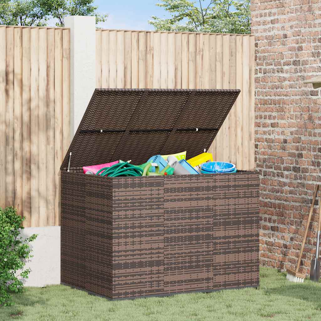 Garden Cushion Box PE Rattan 145 x 100 x 103 cm Brown