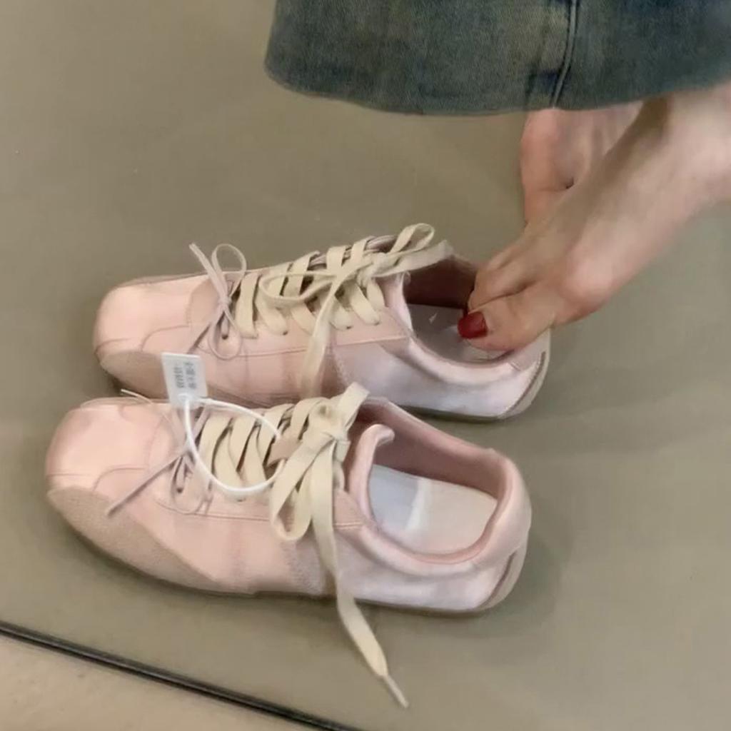 Rindslederversion~ Französische Schleife Deutsche Trainingsschuhe Damen Schnür-Ballett-Freizeit-Sportschuhe vielseitige Forrest Gump Schuhe