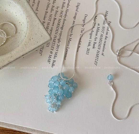 

Нішевий блогерський намисто з тигрового ока з титанової сталі у формі грона винограду: Універсальний ланцюжок для светра з дизайном круглої кульки