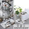 4pcs Christmas Cute Snowman Printed Bathroom Set 180x180 Waterproof Shower Curtain Floor Mat Toilet Mat U-shaped Mat