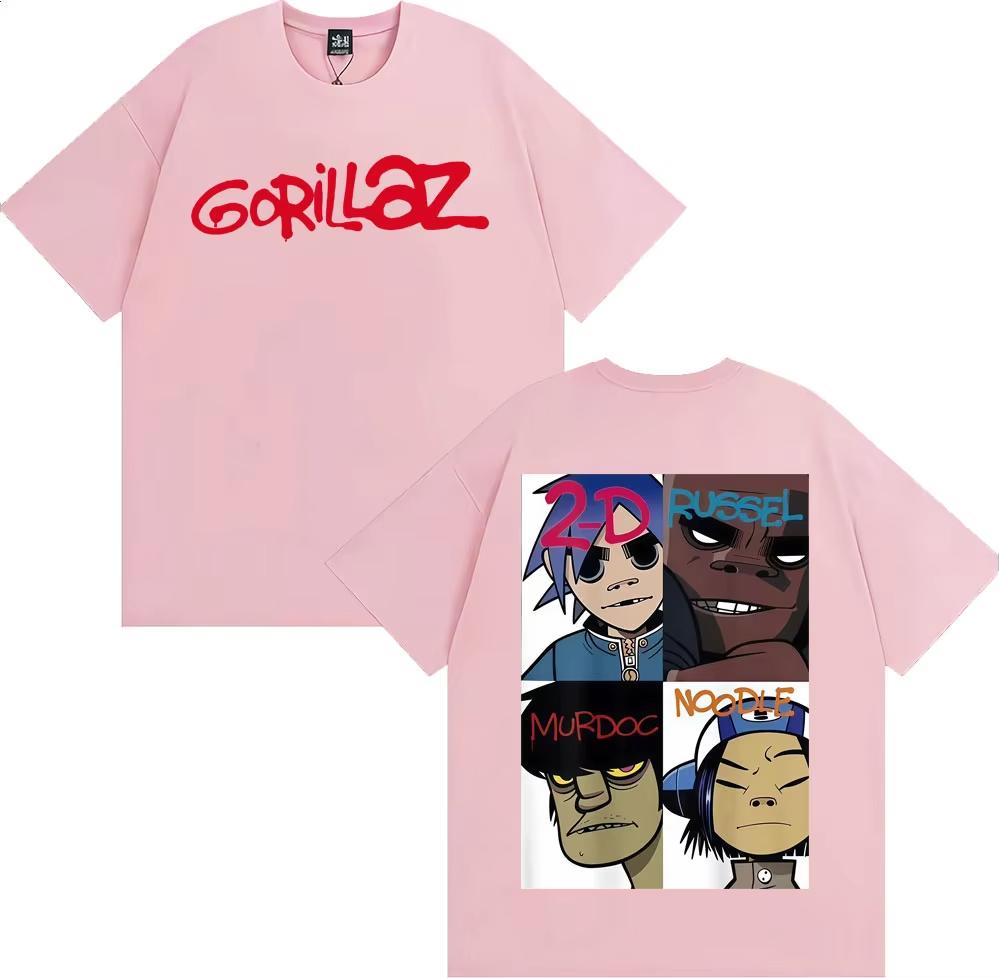 2026 Gorillaz Band Face Art Pattern TShirt for Unisex and Women Retro Cartoon ShortSleeved Fashion Casual TShirt