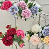 Artificial Peony Flower Faux Silk Peony Bouquet with 1 Bud Fake Floral Arrangement for Farmhouse Home Wedding Table Centerpiece