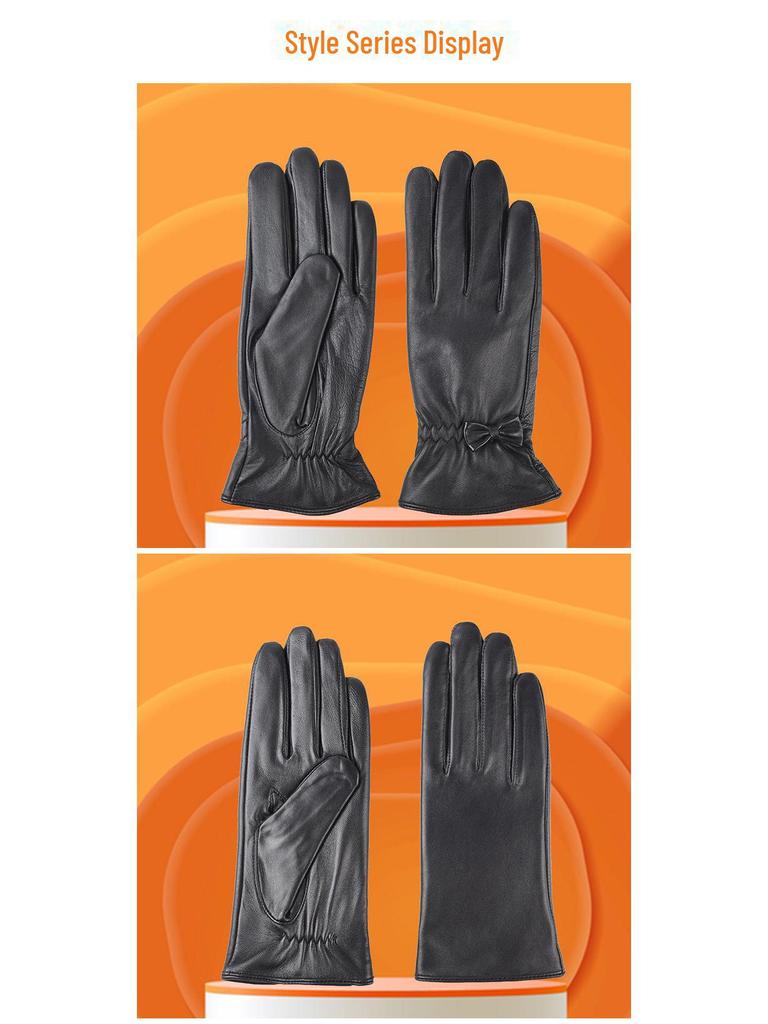 Women's Sheepskin Touch Screen Leather Gloves with Velvet – Perfect Gift