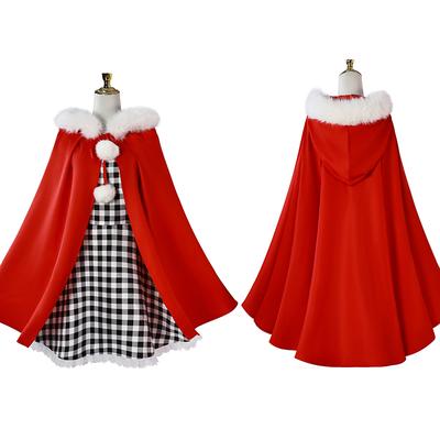 Traje Cosplay de Anime Cindy Lou Vestido Xadrez Cindy Roupa Capa Vermelha Mulheres Crianças Halloween Festa Fato Natal Ano Novo Presente