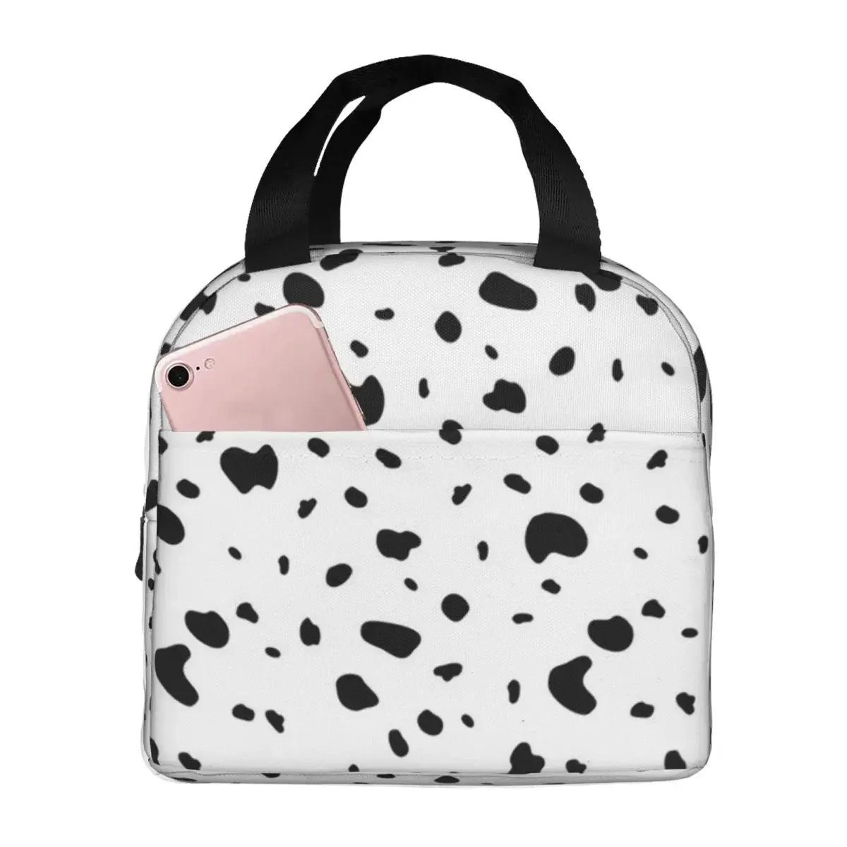 Dalmatian White And Black Dalmatian Dog Print Lunch Bags Insulated Bento Box Lunch Tote Resuable Picnic Bags Thermal Bag One Size