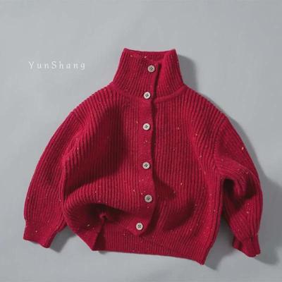 Kinder Koreanischer Rollkragenpullover: Neuer bunter Strickcardigan für Herbst, Winter und Weihnachten.