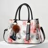 Rose Print Soft Leather Handbag for Women  Large Capacity Elegant Floral Shoulder Crossbody Bag