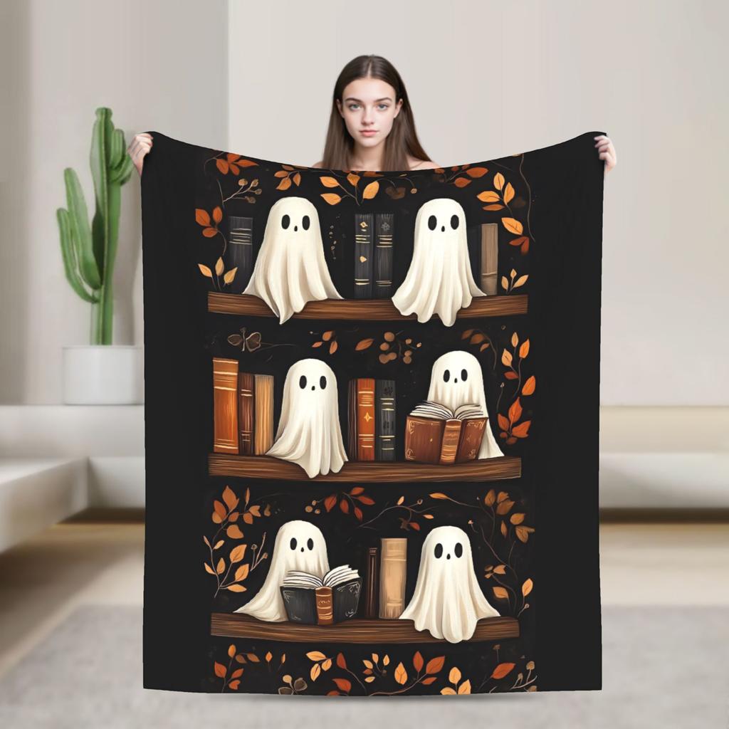 Ghost Reading Blanket Quality Warm Soft 2025 New Halloween Throw Blanket Winter Kid Adult Couch Chair Sofa Bed Fashion Bedspread