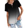 Women's Fashionable Casual Summer Gradient V-neck Button Short-sleeved Top
