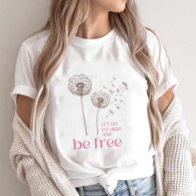 (Asian Size) Print Short Sleeve T-shirts butterfly style Fashion Female Casual Women's Top T Clothing O-neck Graphic Tee