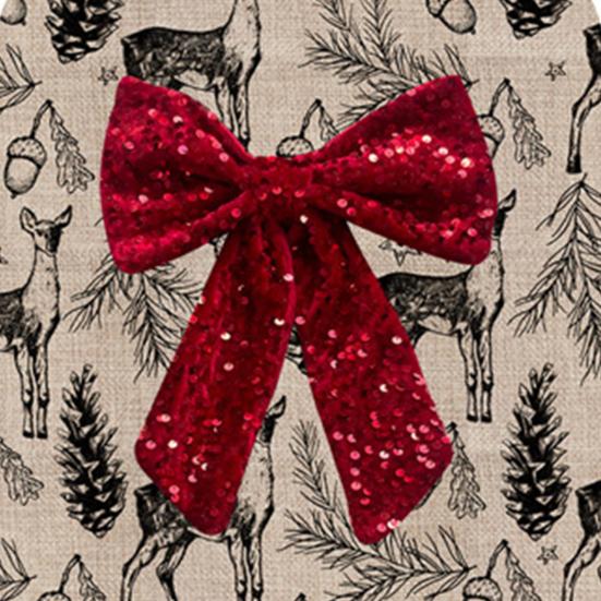 Yousheng Christmas Chair Cover with Bowknot Decorative Winter Chair Back Cover Deer Print Festive Holiday Home Decor