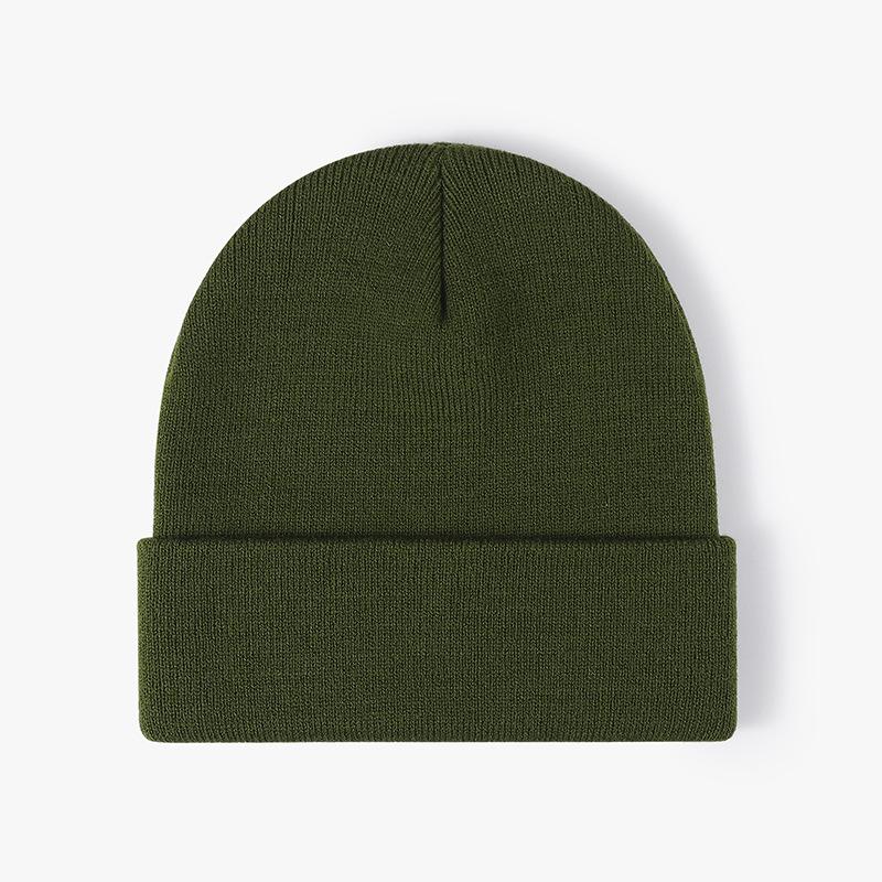 Unisex Winter Warm Ribbed Knitted Hat Acrylic Beanie with Custom Logo Digital Printing Solid Color and Cuffed Design