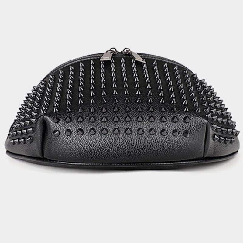 Fashion Rivet Waist Bag Unisex Chest Bag Creative Letter Print Street Crossbody Bag New Double-headed Zipper Wallet Shoulder Bag