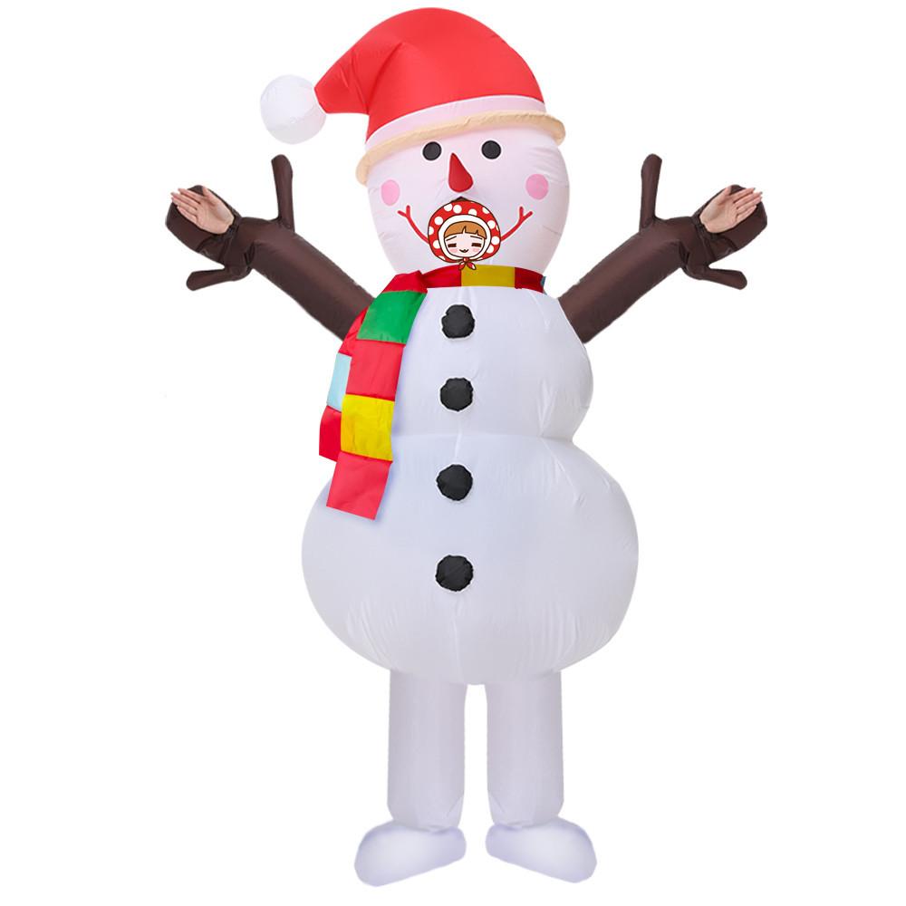 Xmas Funny Inflatable Costumes Gingerbread Snowman Woman Halloween Carnival Party Suit Special Use Role Props Clothing