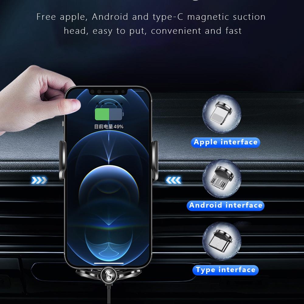 

P9 Electric Locking Car Air Outlet Phone Holder 15W Wireless Charger Universal Cellphone Bracket Red