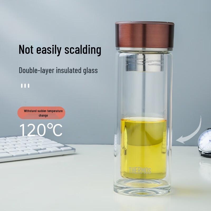 THERMOS Double Wall Glass Tea Infuser Bottle