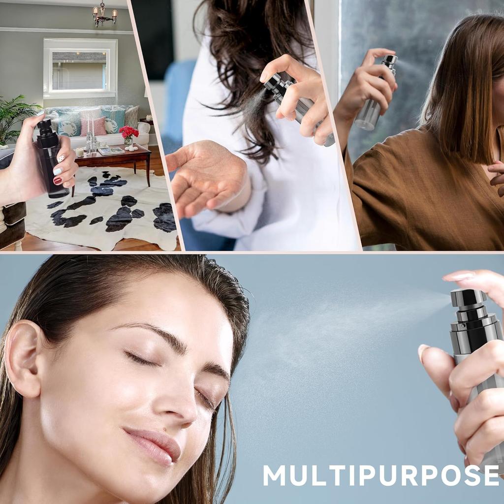 2 Pieces of 30/60/80/100/120ml Spray Bottles, Black Plastic Fine Mist Mini Mr. Bottles for Hair, Cleaning, Salon, Planting and S