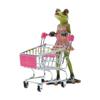 KX4B Frogs Sculpture with Cart Decorative Ornament for Table Bookshelves Garden Display