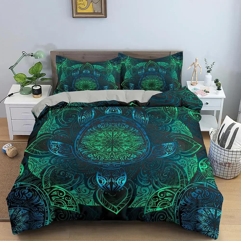 3D Havssköldpadda Psykedeliskt Djur Bekvämt Täcke Quiltöverdrag Örngott Sängkläder Set Barn Sovrumsdekoration Hemtextil