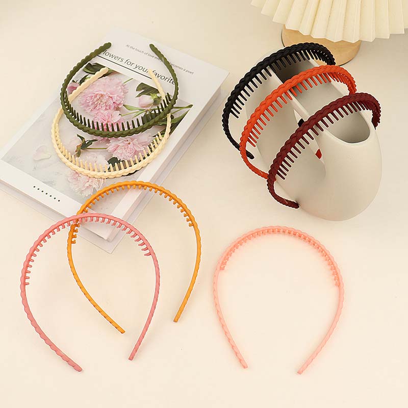 Fashion Solid Color Wave Resin Hairbands For Women Simple TBezel With Teeth Headband Headwear Hair Accessories