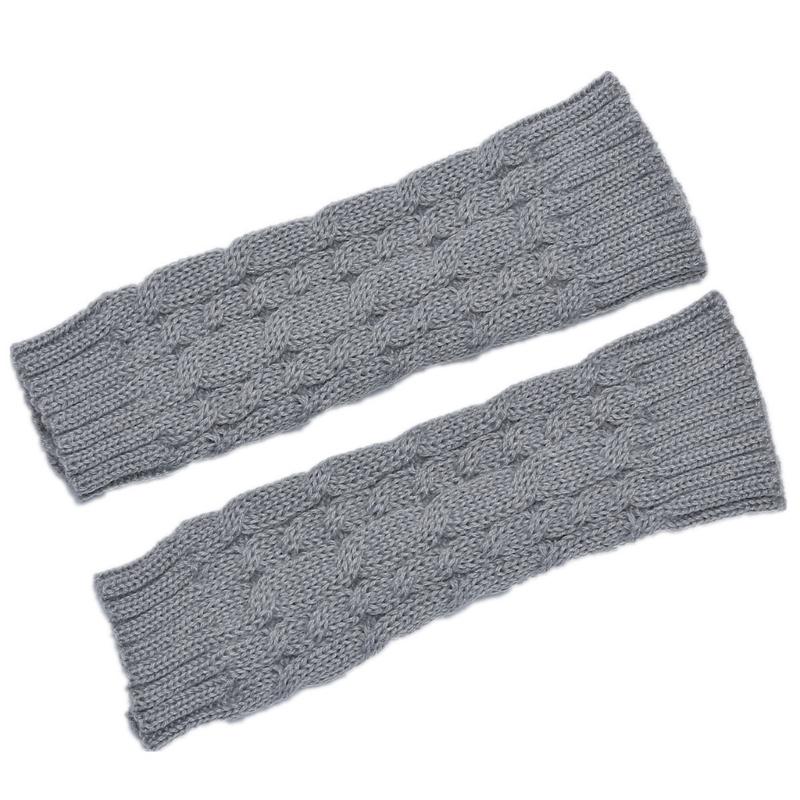 Comfortable Winter Arm Sleeves Fingerless Gloves Soft Acrylic Fibre Cable Knit Gloves For Outdoor Daily Use And Sport