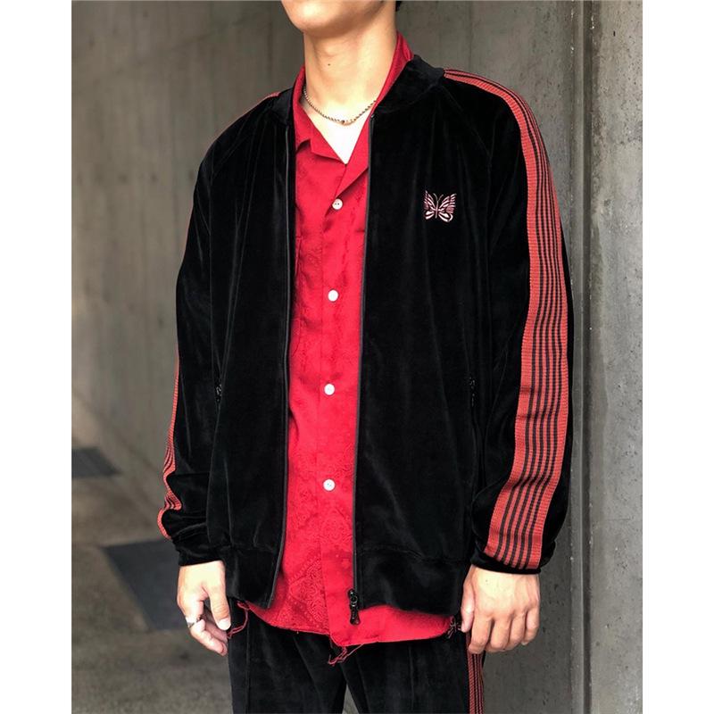 

NEEDLES x AWGE Оксамитова куртка-метелик - Модний спортивний одяг на блискавці в японському стилі XL