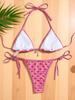 Triangle Cup Print Sexy Bikini Split Swimsuit