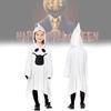 Bílý kostým Ducha pro děti s elegantními rukavicemi, ideální pro halloweenské oslavy