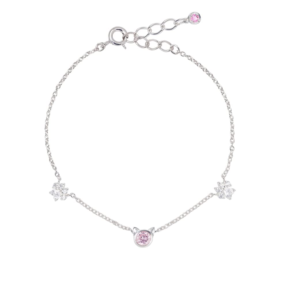 

Selectable Birthstone Bracelet Cat Jewel Paw Silver Cat Pink [Future Angel] Women s & [MIB5107PCZ] (October Tourmaline)